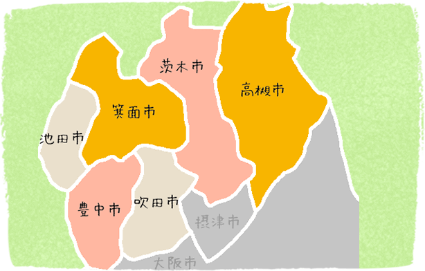 北摂エリアの地図